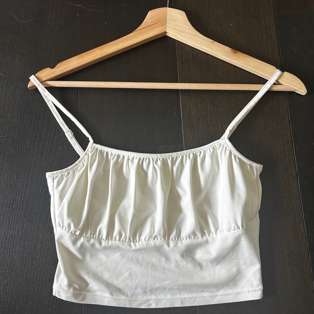 H&M Cream Ruched Crop Camisole